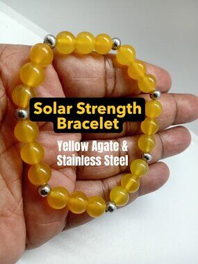 Yellow Agate Stretch Bracelet 304 Stainless Steel | Confidence Success Energy